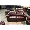 Image 2 : 3 PIECE MODERN BURGANDY LEATHER SOFA, LOVESEAT AND CHAIR