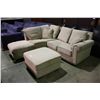 Image 1 : 4 PIECE BEIGE FABRIC SECTIONAL WITH OTTOMAN