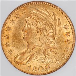 Attractive 1809/8 $5 Gold, NGC AU58 (41610)