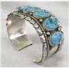 Image 1 : Large Navajo Sterling Turquoise Cuff Bracelet