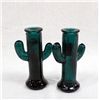Image 1 : Turquoise Glass Saguaro Cactus Candleholders