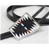 Image 2 : Zuni Sterling Stone to Stone Inlay Bolo Tie