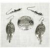 Image 1 : 2 pr Navajo Sterling Silver Earrings & Pin