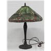 Image 1 : Dragonfly Stained Glass and Brass Lamp