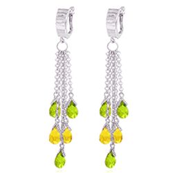 14K WG 4.50ct PERIDOT & 2.80ct CITRINE EARRING