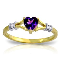 14K YG 0.02ct DIAMOND & 0.45ct HEART AMETHYST RING