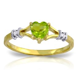 14k Solid Gold 0.45ct Peridot & Diamond Ring