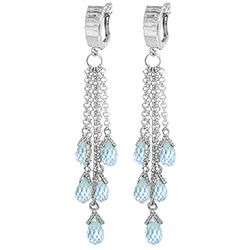 14K WG 7.30ct BRIOLETTE BLUE TOPAZ EARRING