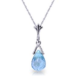2.50ct Briolette Blue Topaz Necklace in 14k WHITE GOLD