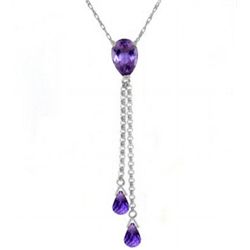 14K 1.75ct PEAR & 2.0ct BRIOLETTE AMETHYST NECKLACE