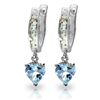 Image 1 : 14K WG 3.25ct HEART AQUAMARINES HOOP EARRING