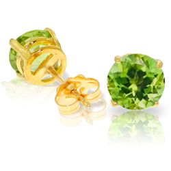 3.10ct Round Peridot Stud Earrings in 14k YG