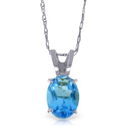 14k White Gold 0.85ct Oval Blue Topaz Necklace