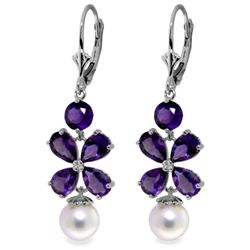 14K 3.25ct & 1.03ct AMETHYST & 2.00ct PEARL EARRING