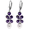 Image 1 : 14K 3.25ct & 1.03ct AMETHYST & 2.00ct PEARL EARRING