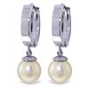 Image 1 : 14K White Gold 4.00ct Natural Pearl Hoop Earring