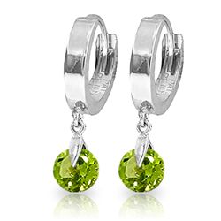 14K White Gold 2.00ct Round Peridot Hoop Earring