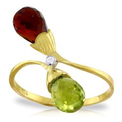 14k YG Citrine, Garnet & Diamond Ring