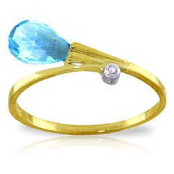 14K YG DIAMOND & 1.50ct BRIOLETTE BLUE TOPAZ RING
