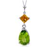 Image 1 : 14k WG 1.50ct Peridot and 0.50ct Citrine Drop Necklace