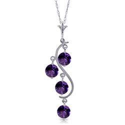 14K WG 2.25ct ROUND SHAPE AMETHYSTS NECKLACE
