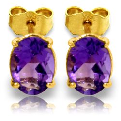 1.80ct Oval Amethyst Stud Earrings in 14k Gold