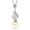 Image 1 : 14K WHITE GOLD 0.34ct OPAL & 2.25ct PEARL NECKLACE
