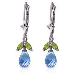 .40ct Peridot & 3.0ct Blue Topaz Petite Earrings in 14k WG