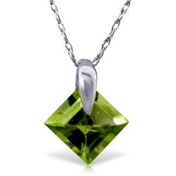 14K Sold Gold 1.16ct Square Peridot Necklace
