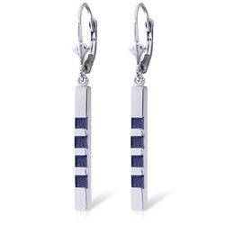 14k Solid Gold 0.70ct Sapphire Bar Earrings