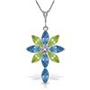Image 1 : 14k Solid Gold Blue Topaz, Peridot & Diamond Necklace