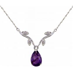 Elegant 1.50ct Amethyst w/ Diamond Necklace in 14k WG