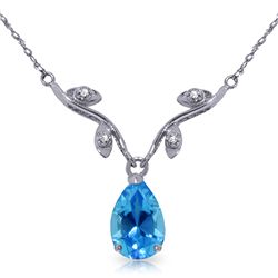 14k WG Elegant 1.50ct Blue Topaz w/ DIAMOND Necklace
