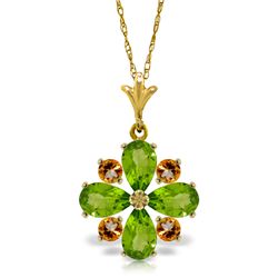 14k YG 1.63ct Peridot & .80ct Citrine Gemstone Necklace