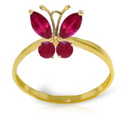 .40ct & .20ct Ruby Butterfly Ring in 14k YELLOW GOLD