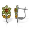 Image 1 : 14k Solid Gold Citrine & Peridot Flower Earrings
