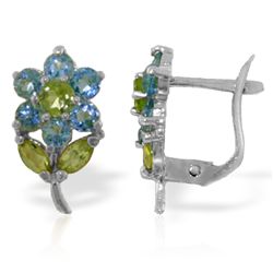 14k WG 1.5ct Blue Topaz & .32ct .30ct Peridot Earring