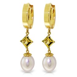 14k Solid Gold 1.50ct Citrine & Pearl Earrings