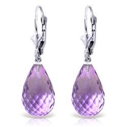 14.00ct Briolette Amethyst Earrings in 14k WHITE GOLD