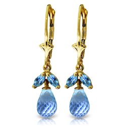 14k Solid Gold Blue Topaz Petite Earrings