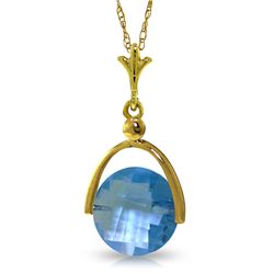 14k Solid Gold 3.25ct Blue Topaz Necklace