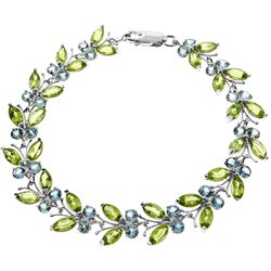 14k Solid Gold Peridot & Blue Topaz Butterfly Bracelet