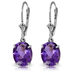 14k WHITE GOLD 6.25ct Oval Amethyst Earrings