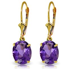 14k Solid Gold 6.25ct Oval Amethyst Earrings
