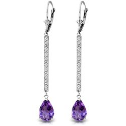 14k Solid Gold 3.50ct Amethyst & Diamond Earrings