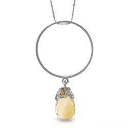14K White Gold 3.00ct Briolette Citrine Necklace