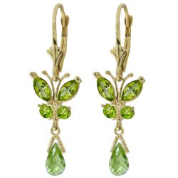 14k Solid Gold Peridot Butterfly Earrings