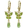 Image 1 : 14k Solid Gold Peridot Butterfly Earrings