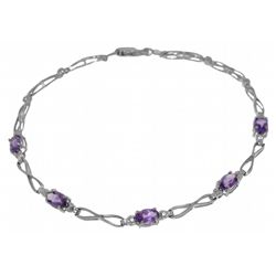 1.15ct Amethyst Bracelet w/ Diamond Accent in 14k WG
