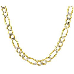 20" 14k Solid Gold Pave Figaro Chain 3.8mm wide